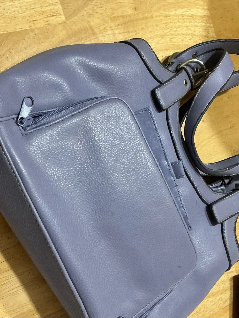 Lavender Leather Shoulder Bag with Matching Wallet Set